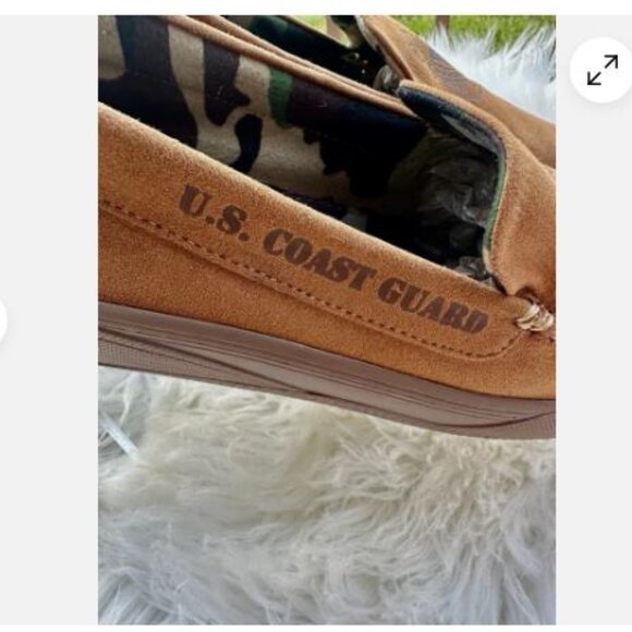 US Coastguard BRADFORD EXCHANGE Men's Faux Suede Moccasins Slippers Size 12 - Picture 4 of 7